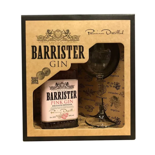 Barrister Pink gin 0,7 dd + pohár 40%