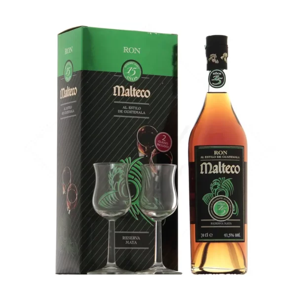 Malteco rum 15 év 0,7 pdd + 2 pohár 41,5%