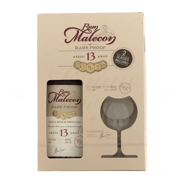 Malecon Rare Proof 13 éves rum 0,7 pdd+2pohár 50,5%