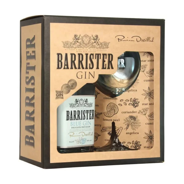 Barrister Blue gin 0,7 pdd+pohár 40%