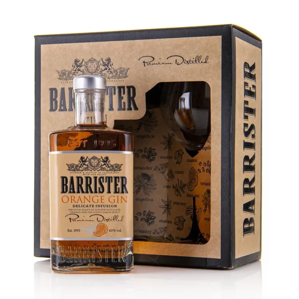 Barrister Orange gin 0,7 pdd+pohár 40%