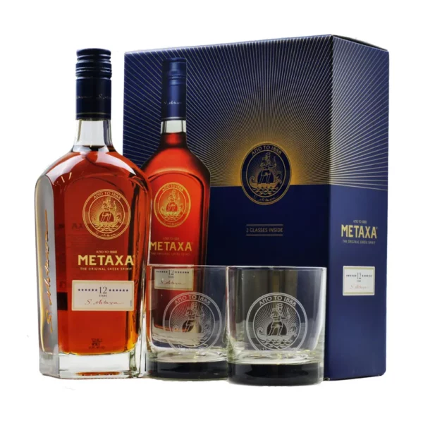 Metaxa 12* 0,7 pdd+2 pohár 40%