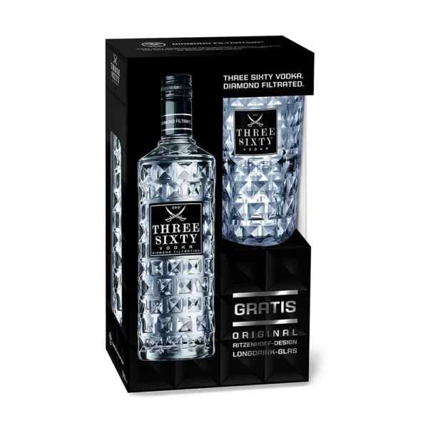 Three Sixty vodka 0,7 pdd + pohár 37,5%