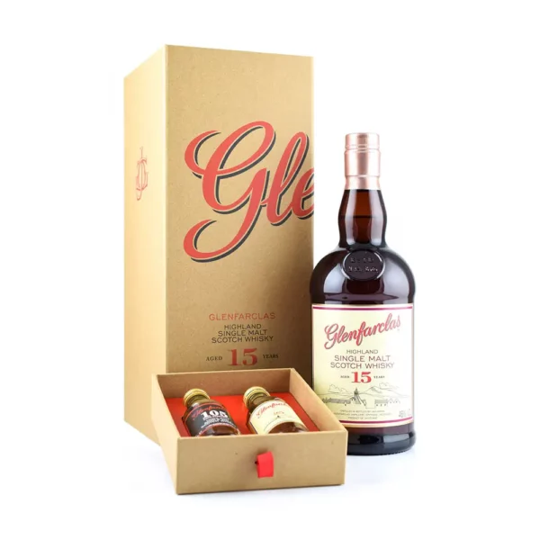 Glenfarclas 15 éves whisky 0,7 46% + 2*0,05 (60%,43%)