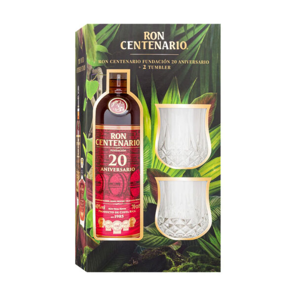 Centenario 20 éves rum 0,7 pdd + 2 pohár 40%