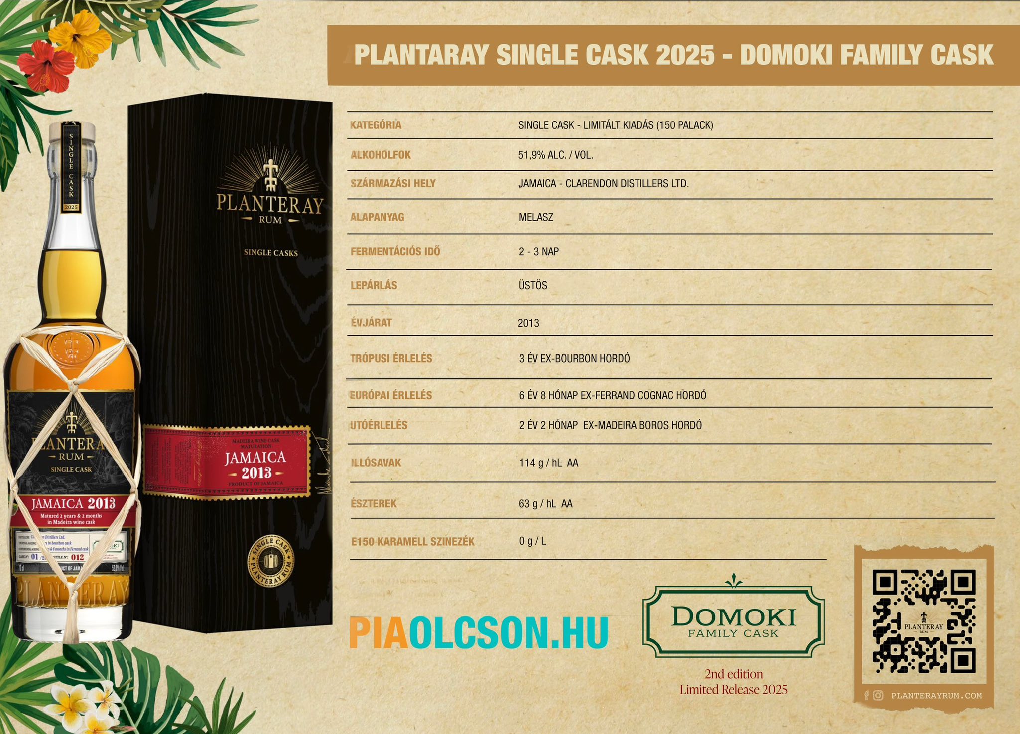 Planteray Jamaica 2013 Single Cask – DOMOKI Family Cask 2 nd Edition Limited Release 2025 rum 0,7 pdd 51,9% 3 Planteray Jamaica 2013 Single Cask – DOMOKI Family Cask 2 nd Edition Limited Release 2025 rum 0,7 pdd 51,9% - Image 3