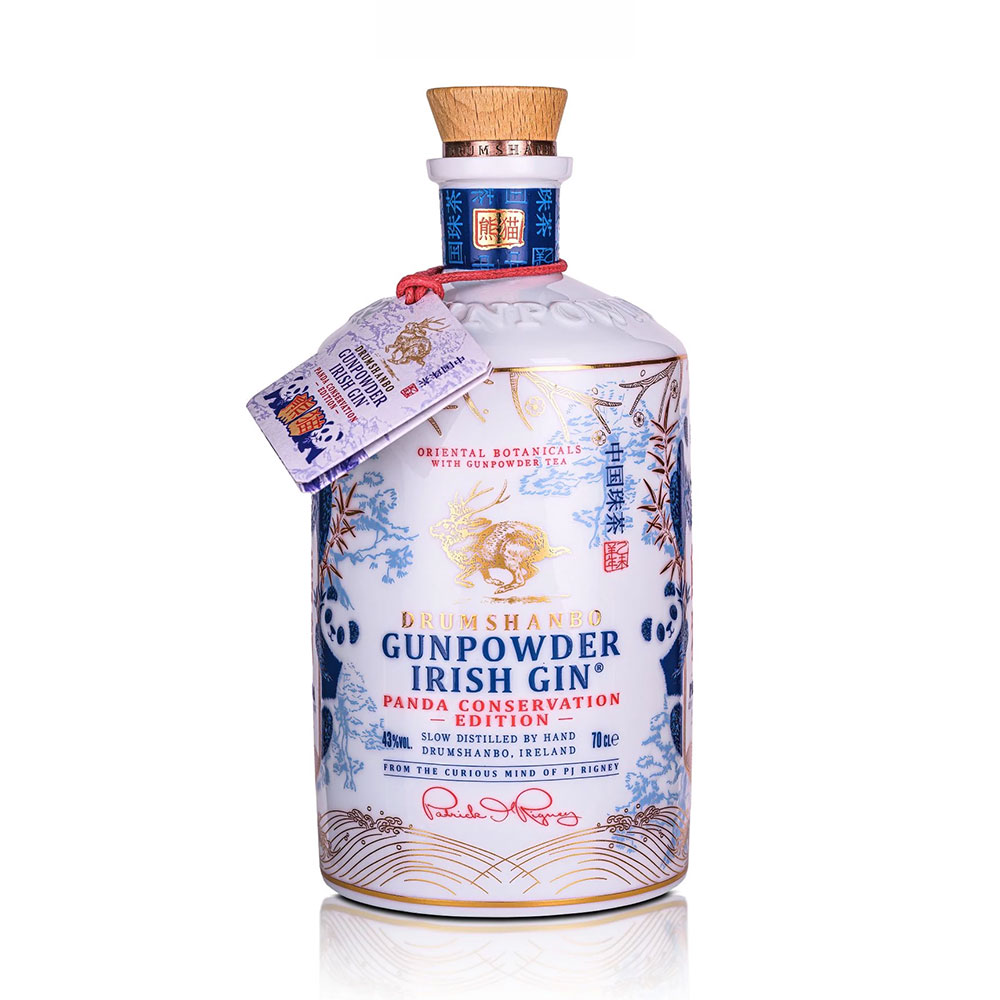 Drumshanbo Gunpowder Panda Edition gin kerámia dekanterben 0,7 43%